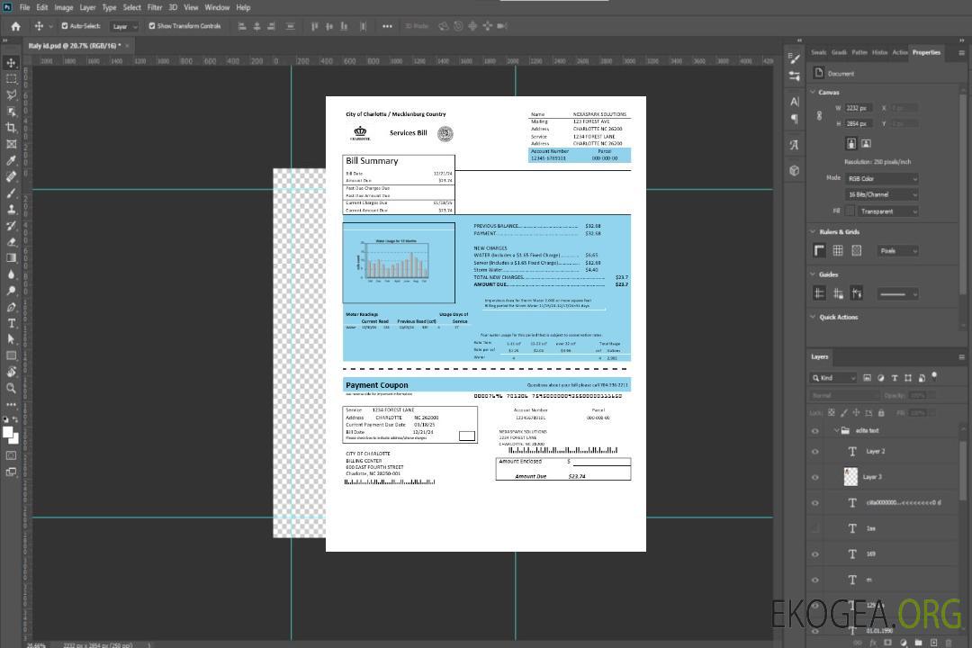 Modèle de facture de services publics de l'eau de la ville de Charlotte, en Caroline du Nord, aux formats Word et PDF template Modèle de facture de services publics de l'eau de la ville de Charlotte, en Caroline du Nord, aux formats Word et PDF template